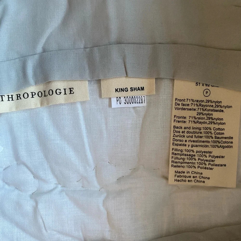 NWT NEW ANTHROPOLOGIE Ellery Velvet set of 2 king shams grey - Picture 11 of 11